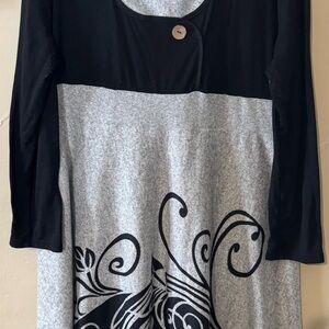 Rosegal Black and Gray Swirl Midi Dress